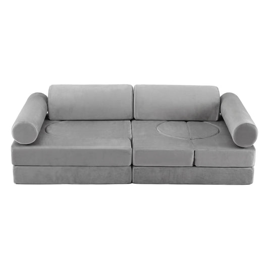 Keezi 12PCS Modular Kids Play Couch Foam Sofa Set Grey
