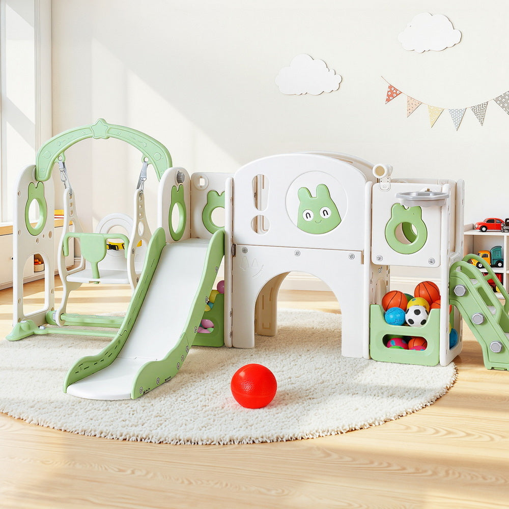 Keezi Kids Slide Swing Set Ball Hoop Rings Football Outdoor Toys main image 0
