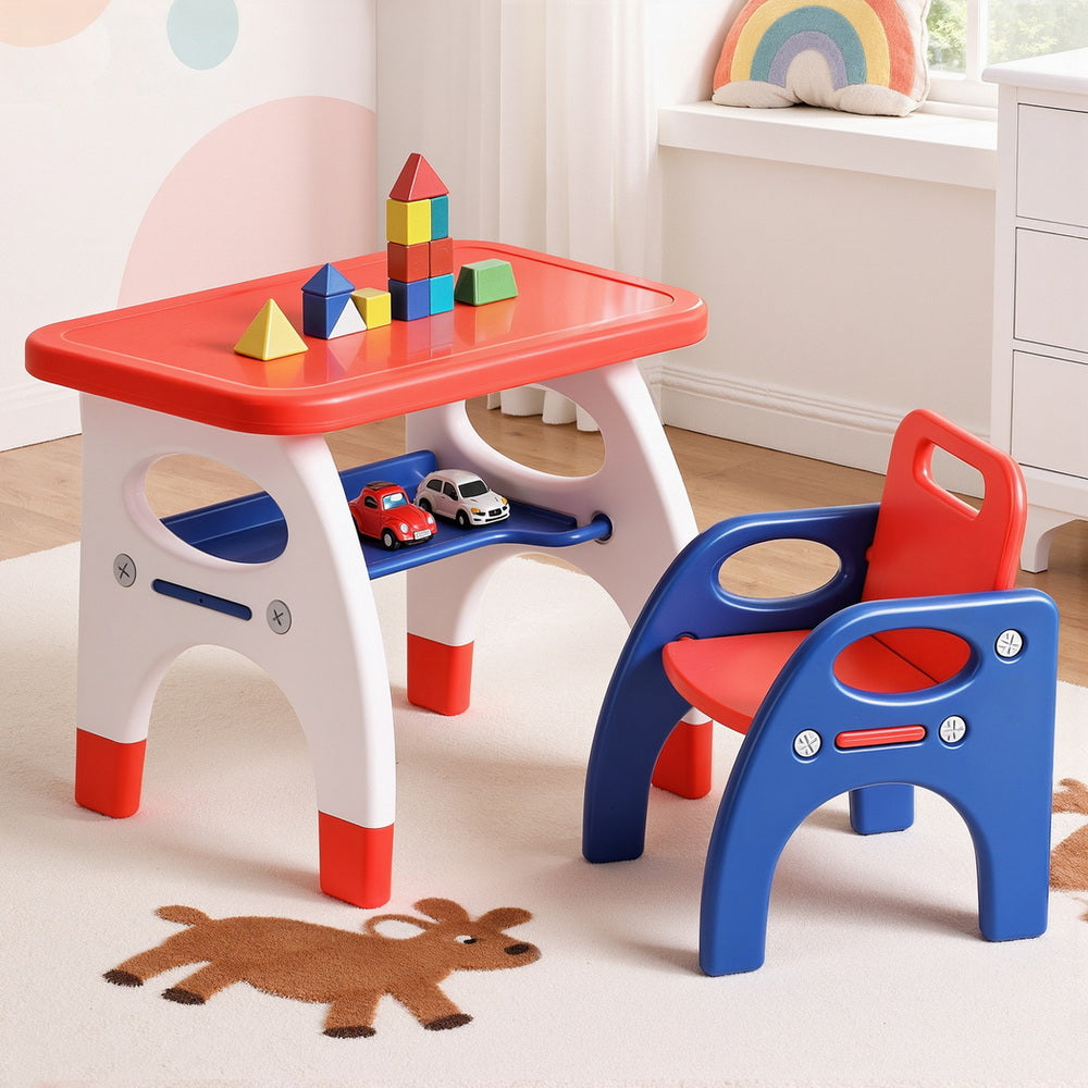 Keezi Kids Table and Chair Set HDPE Toddler Activity Play Set Orange/Yellow Keezi Kids Table and Chair Set HDPE Toddler Activity Play Set Orange/Yellow