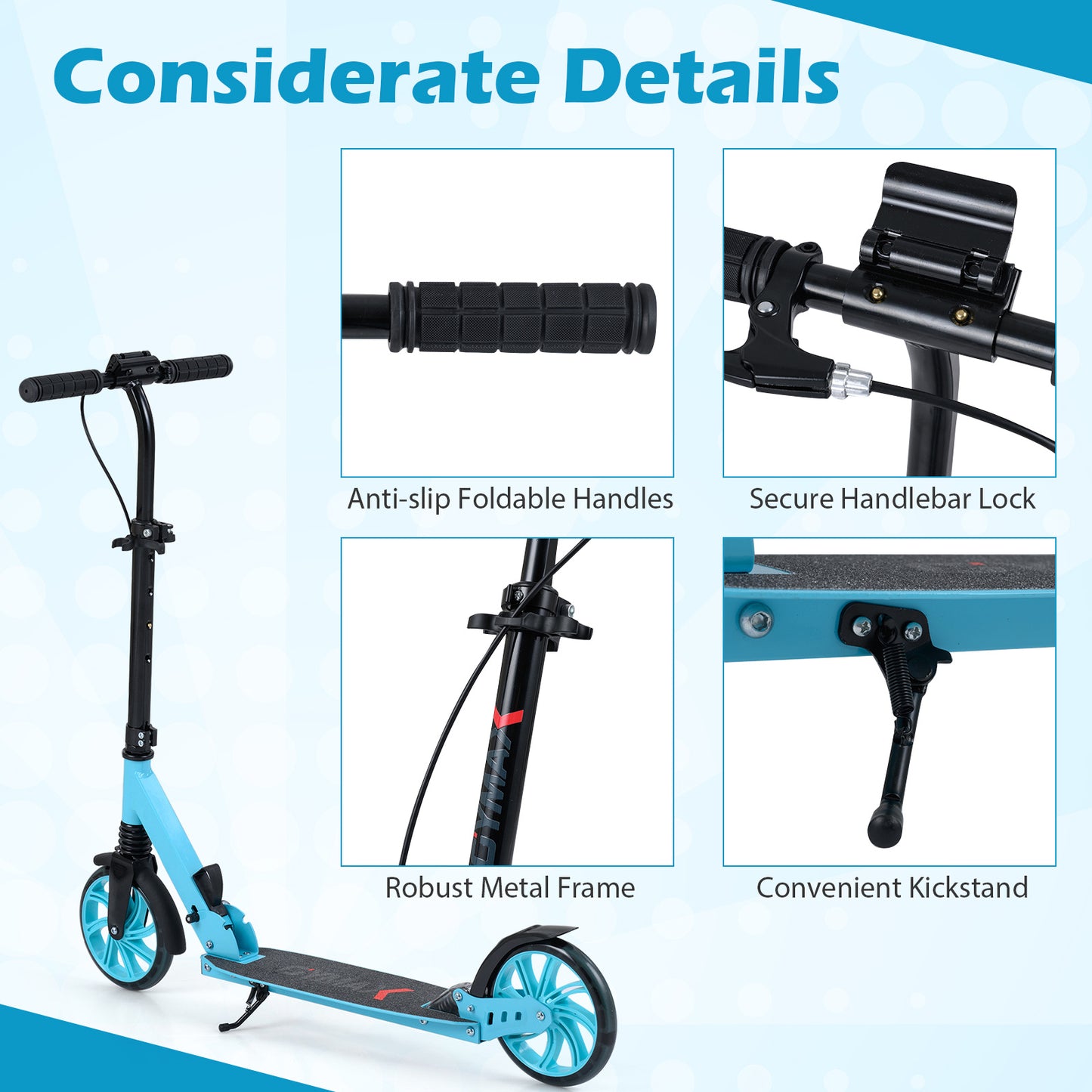 Blue Kids Kick Scooter | Light Up Wheels & Adjustable Height