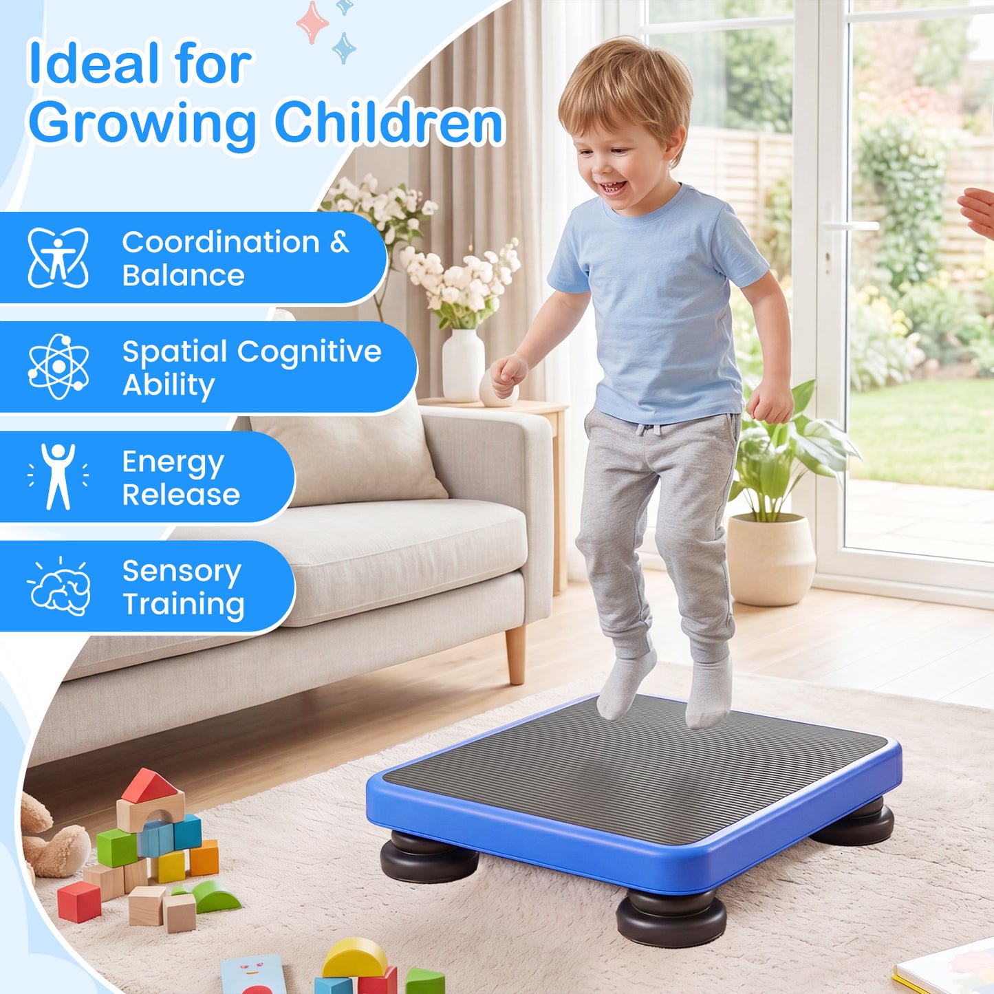 Kids Blue Mini Trampoline Rebounder 60x50cm