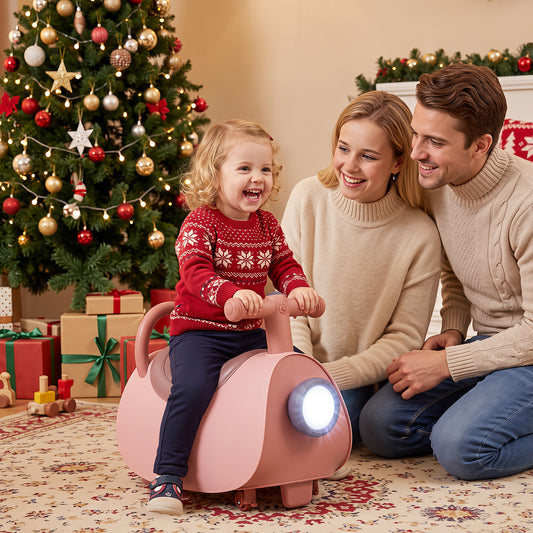 Pink Ride On Push Car for Toddlers | Headlights & Music