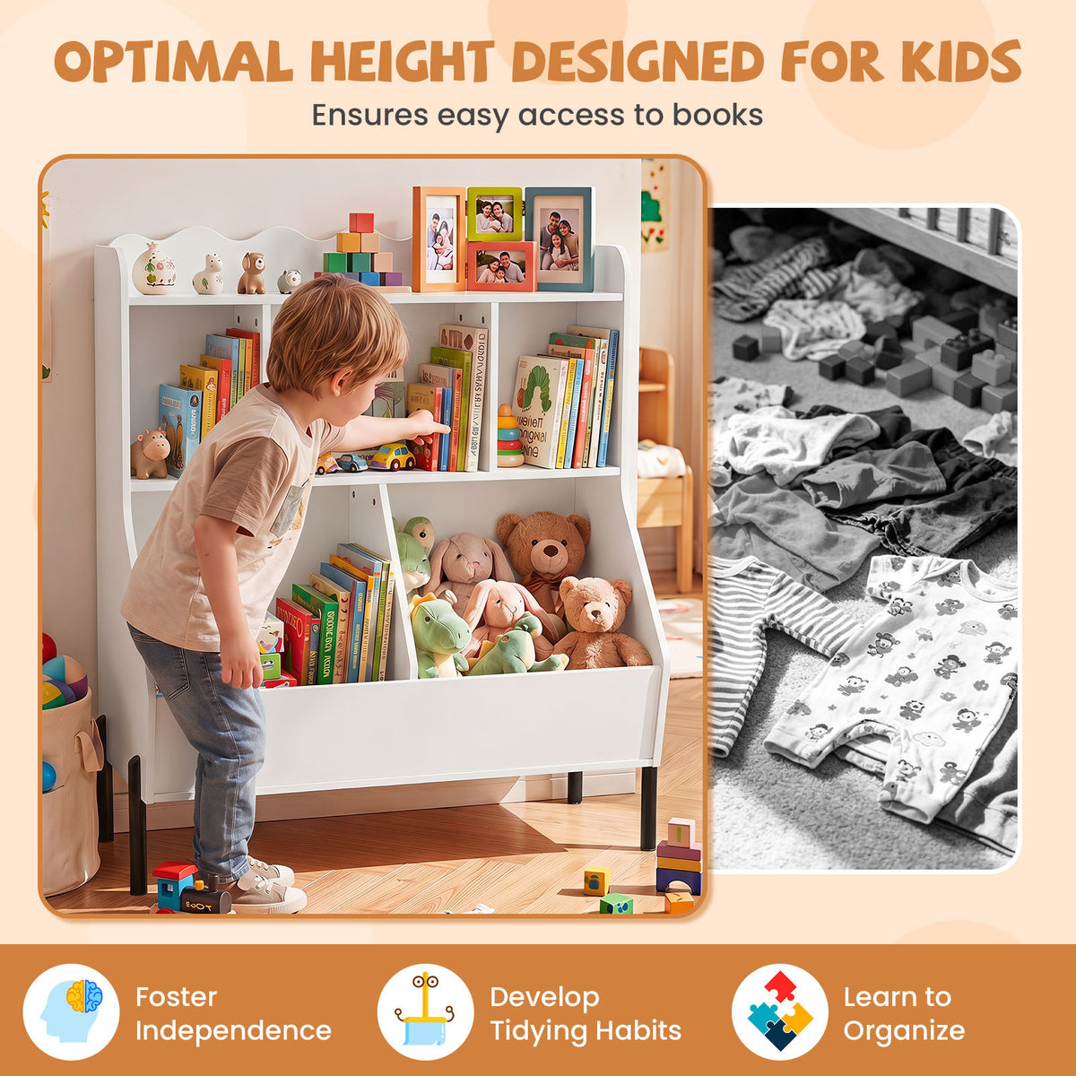 White Kids Toy Storage Organizer | 3 Tier Bookcase Shelf