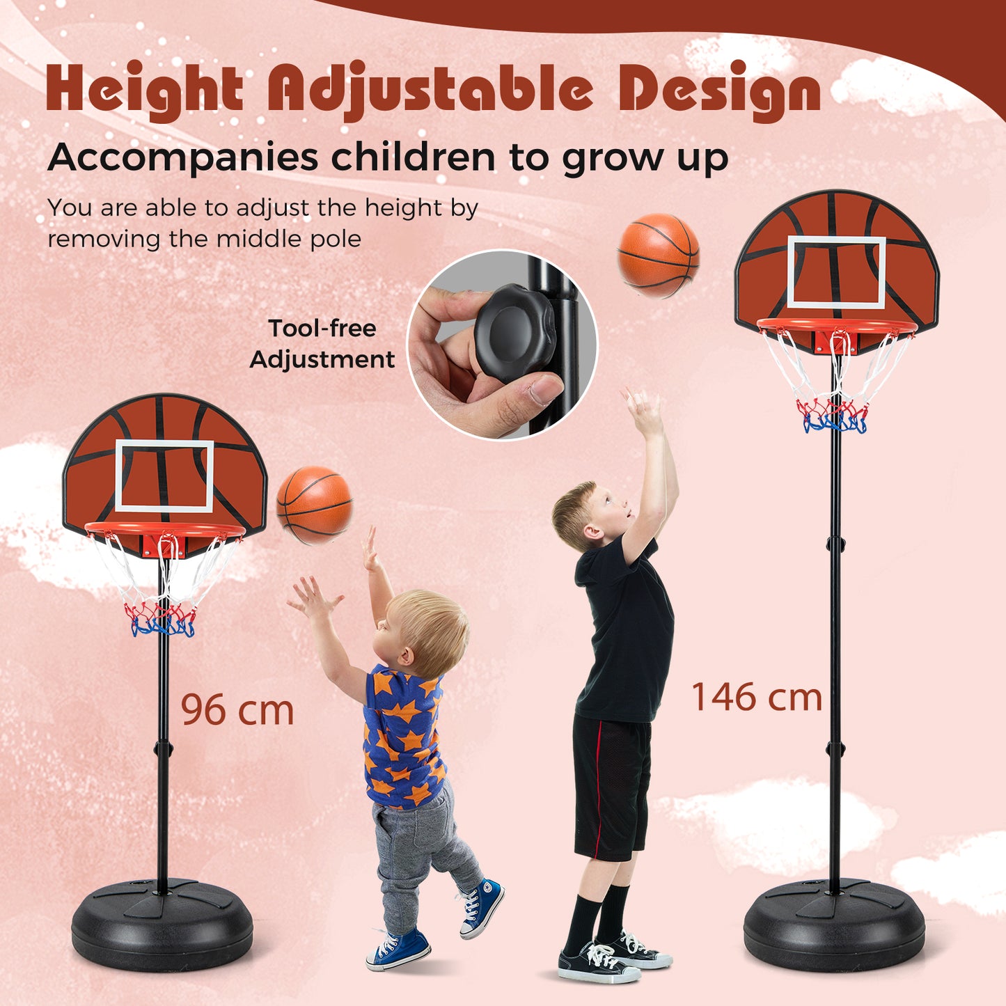 Kids Black Basketball Hoop | Dart Board | Adjustable Height