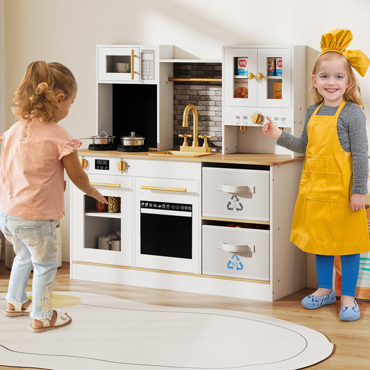 Kids Kitchen Playset | Wooden Pretend Play with Lights & Sounds