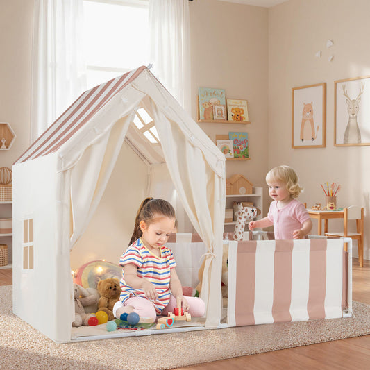 2 In 1 Kids Play Tent Playpen | Star Lights | Beige Mat