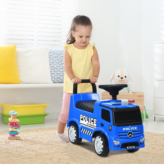 Blue Mercedes Benz Police Ride On Car | Push Bar Toddler Toy