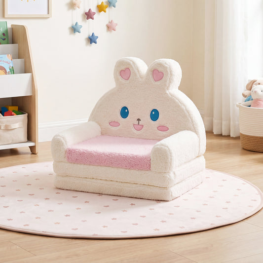 Pink 2-in-1 Kids Sofa Converts to Lounger for Toddlers