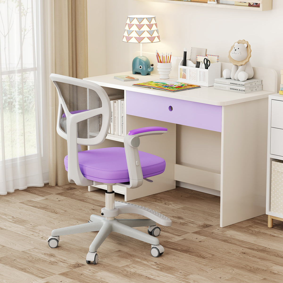 Purple Kids Desk Chair | Adjustable Height Swivel Seat Ages 3-10
