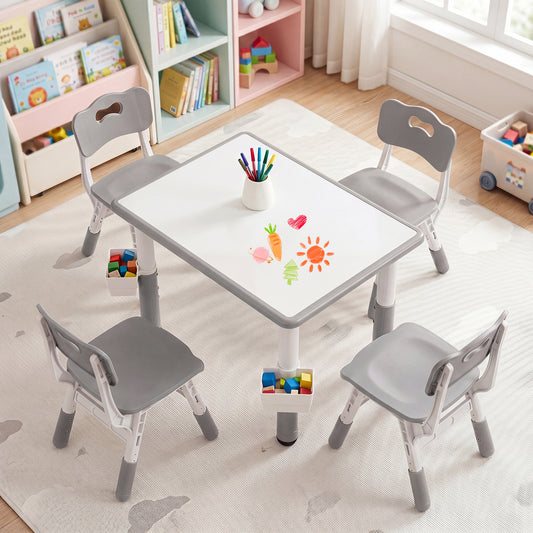 Grey Toddler Desk | Graffiti Top, 7-Level Height & 2 Baskets