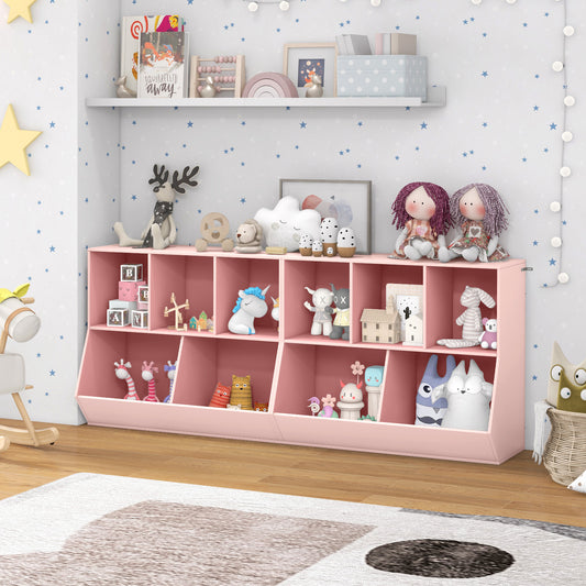 5 Cubby Kids Toy Storage Organizer with Footboard | Pink