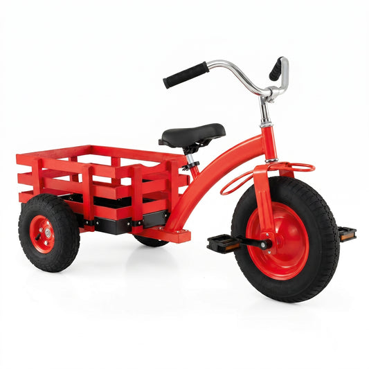 Red Kids Tricycle | Storage Basket & 15-Inch Inflatable Tires