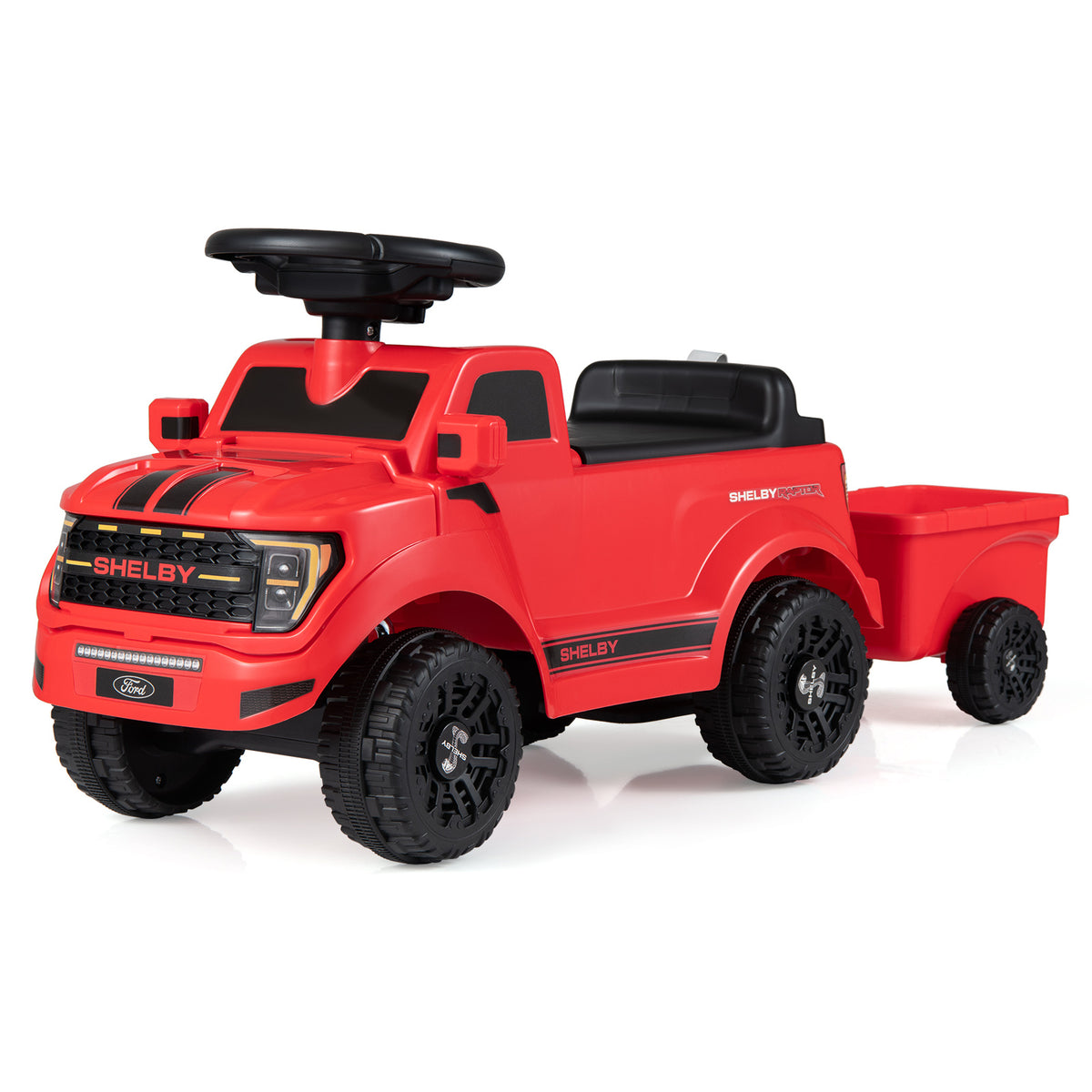 Red Ford Shelby F-150 Raptor Kids Ride On Car with Trailer