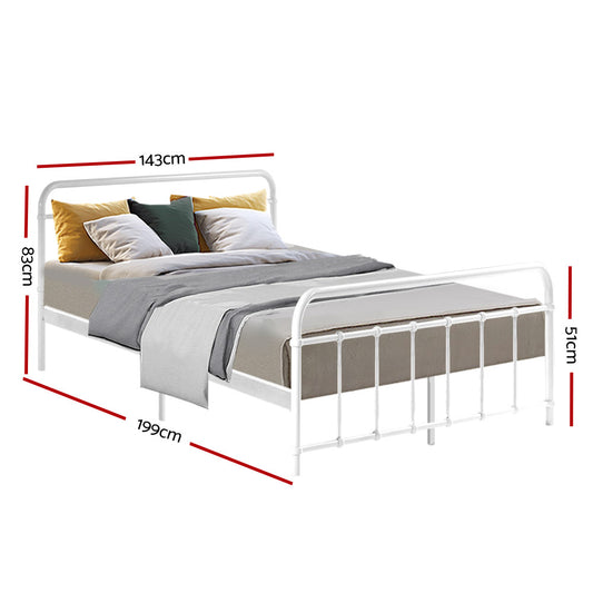 White metal bed frame with country style design for childrens bedroom by Artiss.