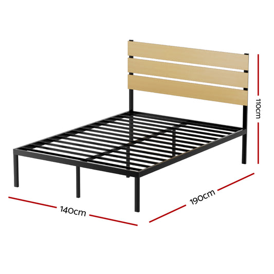 Artiss PAULA Double Metal Bed Frame in Black, ideal for kids bedroom decor.