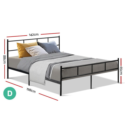 Sol Double Metal Bed Frame in Black by Artiss | Sturdy and Stylish Kids Bedroom Furniture