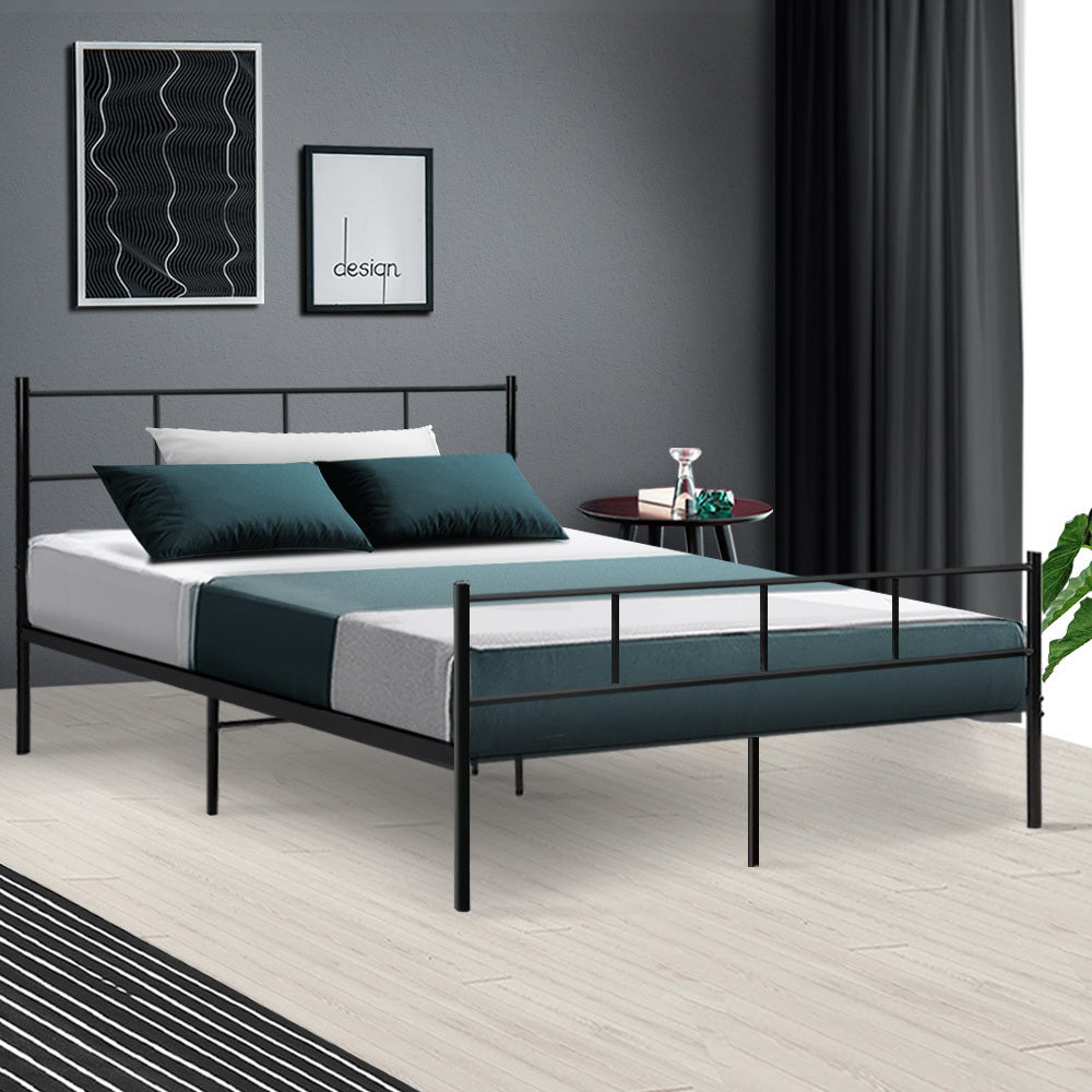 Artiss Sol Double Metal Bed Frame in Black for Kids | Sturdy and Stylish Design
