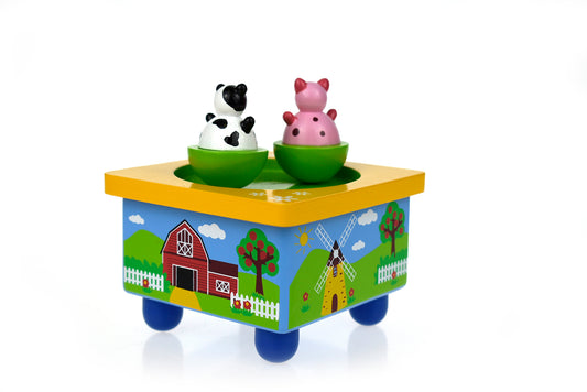 Kaper Kidz Wooden Farm Animal Music Box for Toddlers
