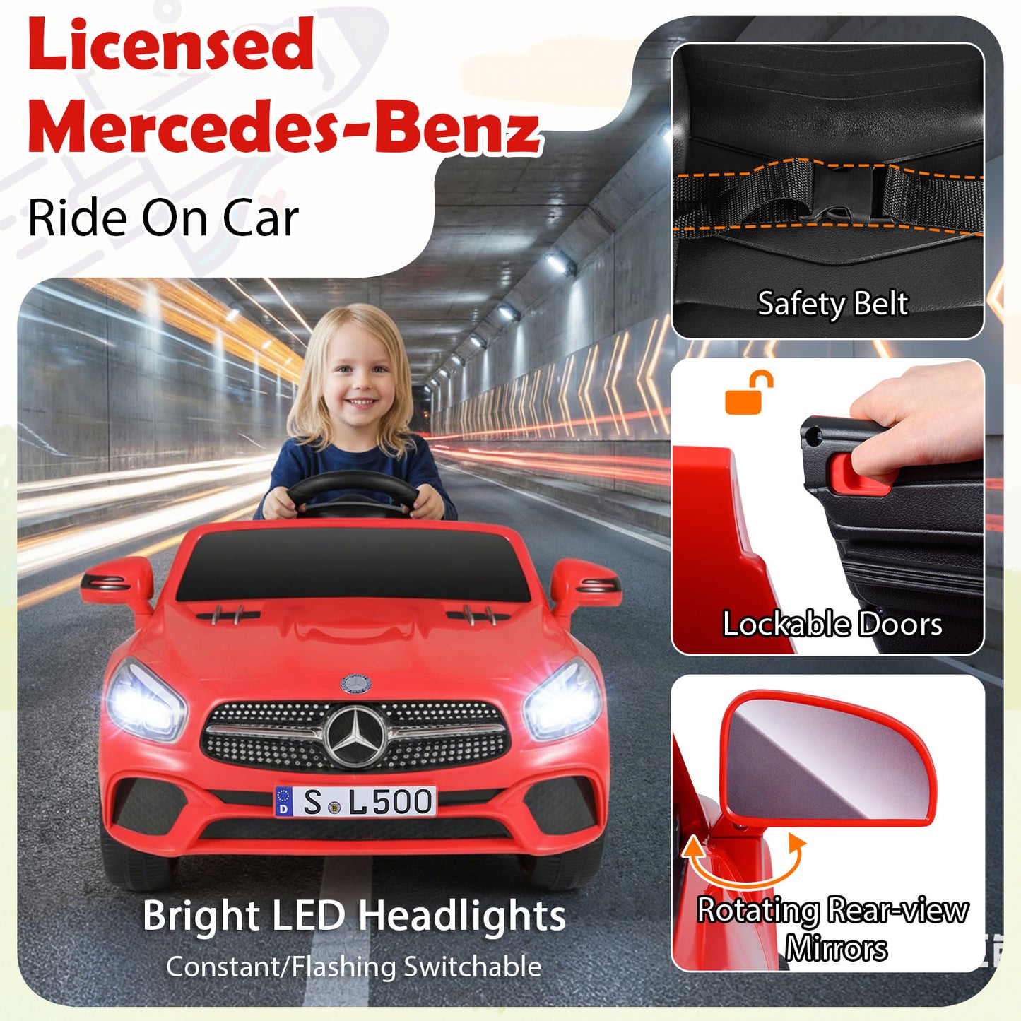 12V Red Mercedes Benz Ride On Car | Dual Motors & Remote