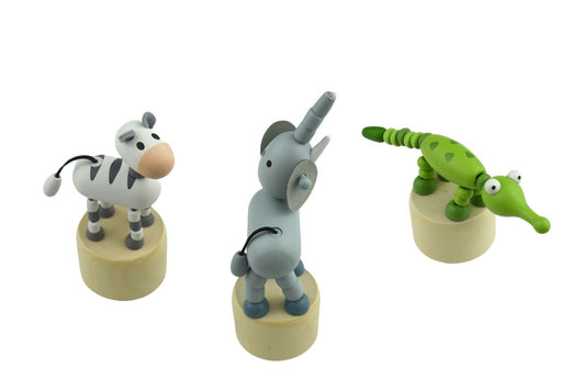 Kaper Kidz Wooden Jungle Animal Push Puppets Set of 6