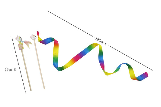 Kaper Kidz Unicorn Rainbow Dance Ribbon | 2m Satin Streamer