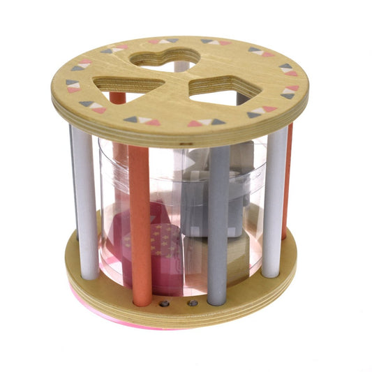 Kaper Kidz Rolling Shape Sorter | Pink Wooden Toddler Toy