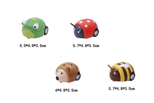 Wooden Pull Back Insect | Colorful 4-Pack Zooming Toy Set