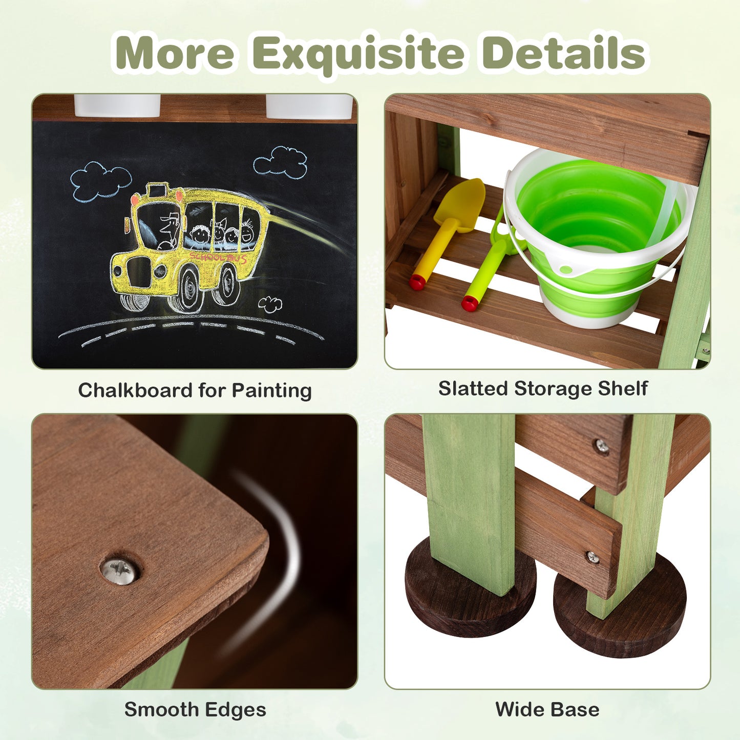 Kids Mud Farm Playset | Brown Green Wood with Planter & Gate
