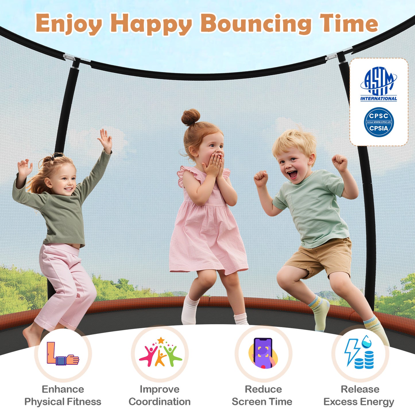 Orange Outdoor Heavy Duty Trampoline