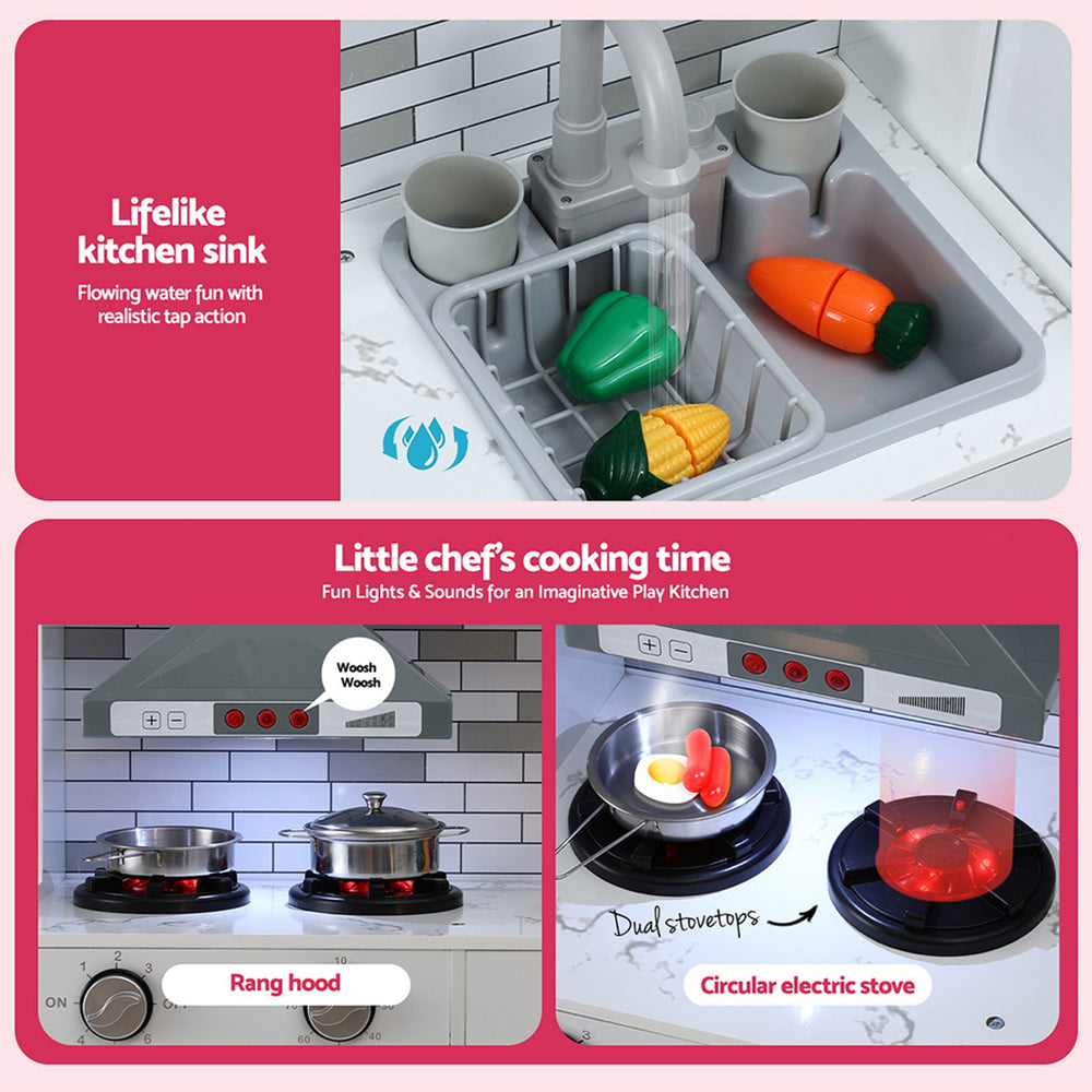 Keezi Kids Kitchen Playset 2-Piece Wooden Pretend Play Coffee Maker Toy 100CM Pink Keezi Kids Kitchen Playset 2-Piece Wooden Pretend Play Coffee Maker Toy 100CM Pink