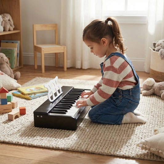 30 Key Digital Piano | Removable Music Stand | Black Kids Piano