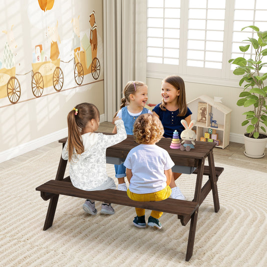 3 In 1 Kids Picnic Table | Water Sand Play | Adjustable Umbrella