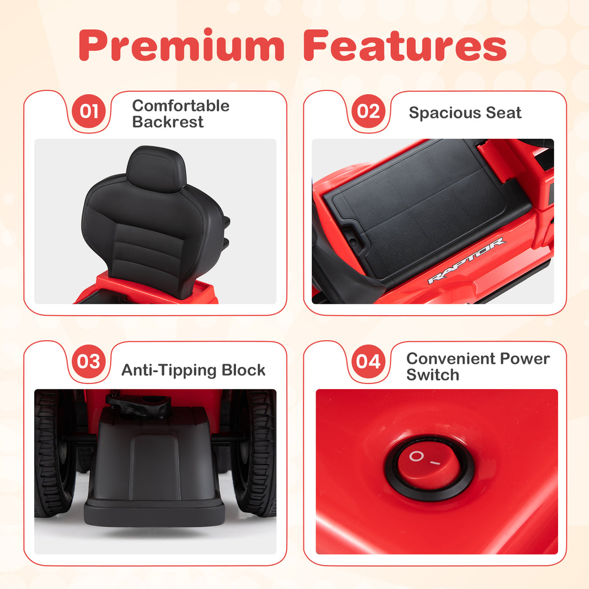 Red Ford 3-In-1 Toddler Push Car | LED Lights & Ignition Sound