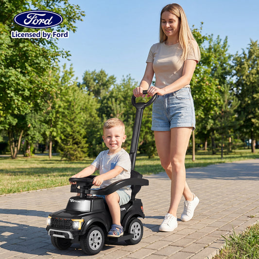 Black Ford 3 In 1 Toddler Push Car | LED Lights & Sounds