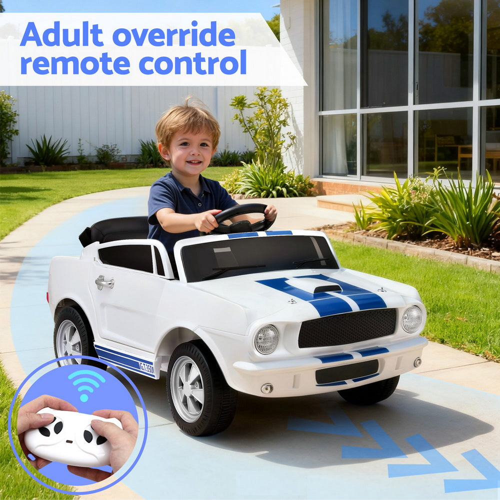 Kids Electric Ride On Car Licensed GT350 Outdoor Toys Cars Music Remote White Kids Electric Ride On Car Licensed GT350 Outdoor Toys Cars Music Remote White