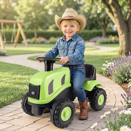 Green Toddler Ride On Push Car With Trailer & Walker Toy