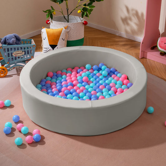Grey Round Foam Ball Pit | 200 Ocean Balls | Star Pattern PU