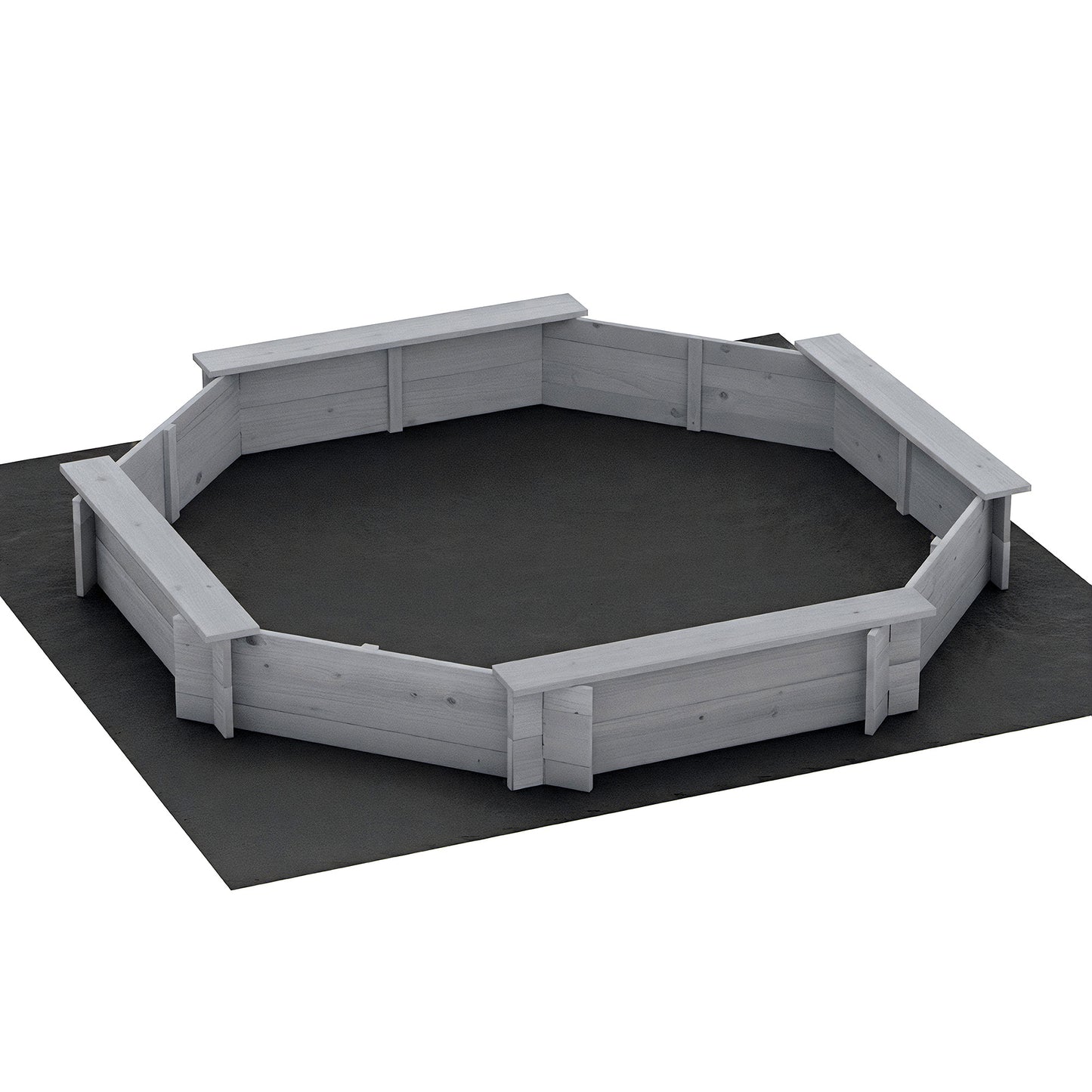 Keezi Kids Sandpit Wooden Round Sand Pit with Cover Bench Seat 182cm Grey