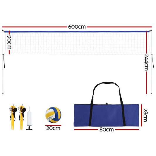 Everfit 6M Portable Volleyball Net Set with Ball and Bag