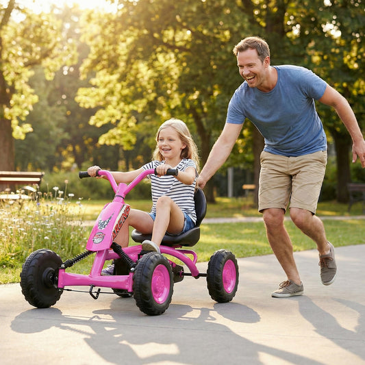 Pink 4 Wheel Pedal Go Kart | Adjustable Seat | Toddler Ride On
