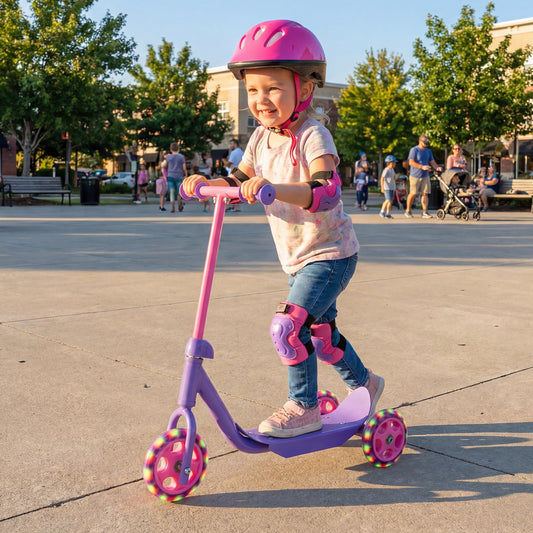 Purple Toddler 3-Wheel Kick Scooter | LED Light-Up Wheels