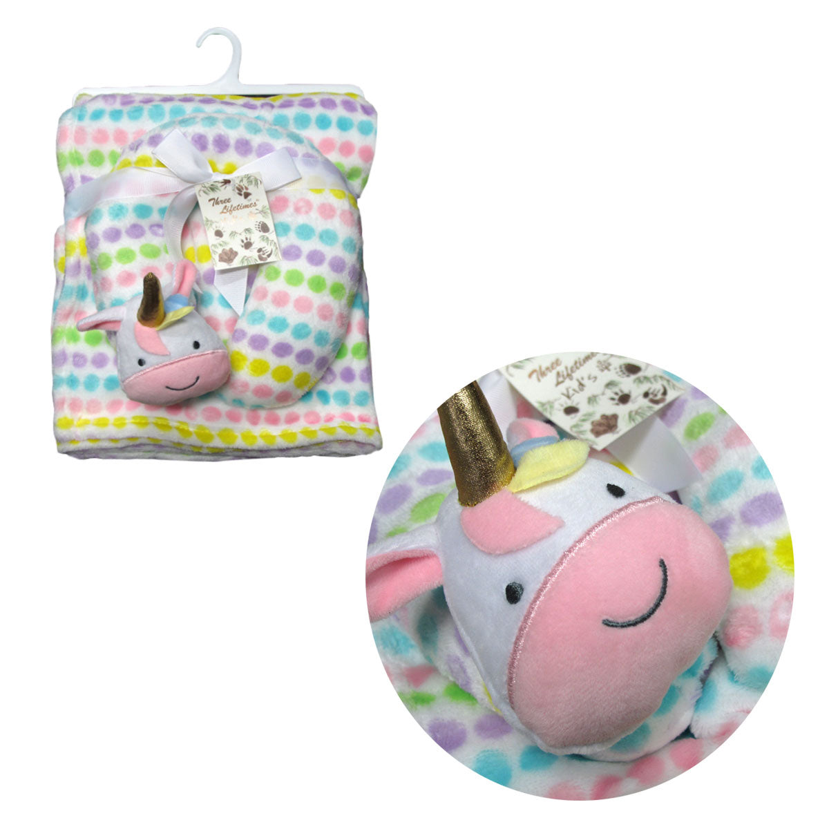 Cozy unicorn-themed baby fleece blanket and pillow set for comfortable and whimsical bedtime.