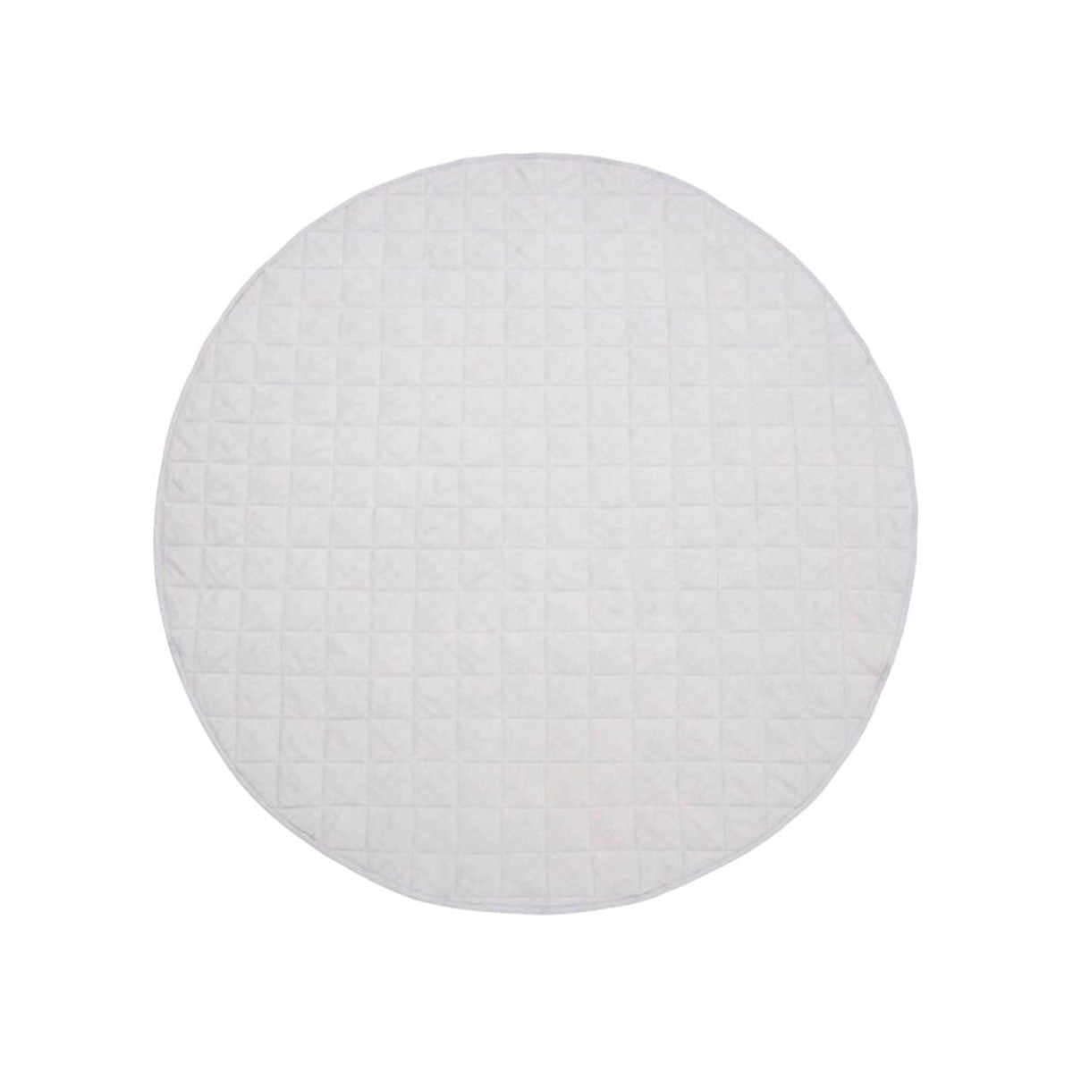 Round linen cotton baby play mat in silver, 130cm, ideal for nurturing playtime.