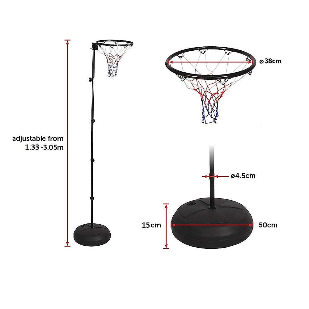 Adjustable netball ring & stand - portable sports equipment for kids & adults at home Adjustable netball ring & stand - portable sports equipment for kids & adults at home