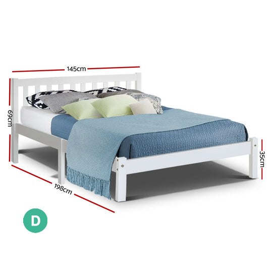 Artiss Sofie white kids double bed frame, ideal for playful bedrooms with ample space.