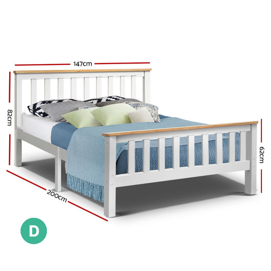 Double white pony-themed kids bed frame by Artiss, adding playful charm to childrens bedrooms.