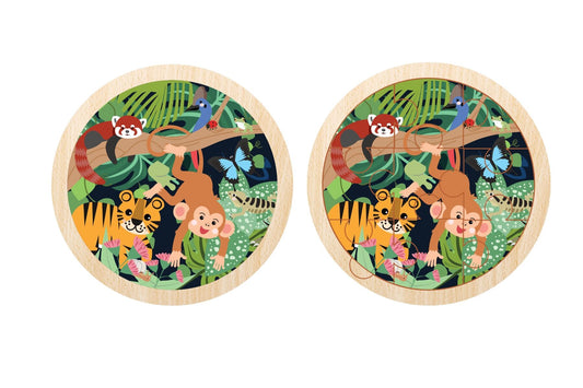 Wild Buddies 9 Pc Round Jigsaw Puzzle Cheeky Monkey