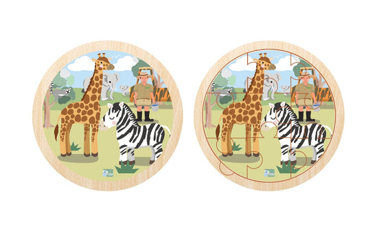 Wild Buddies 9 Pc Round Jigsaw Puzzle Feeding Time