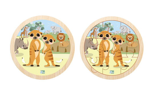 Wild Buddies 9 Pc Round Jigsaw Puzzle Meerkats
