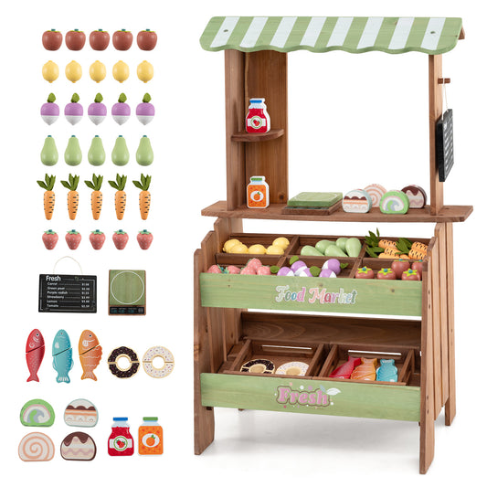 Wooden Mud Grocery Store for Kids | 43 Accessories & Chalkboard